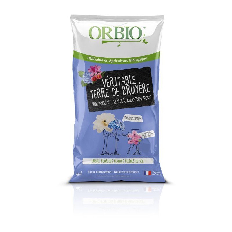 Terre de bruyere - ORBIO - 40 L - Idéale plantes acidophiles - Substr