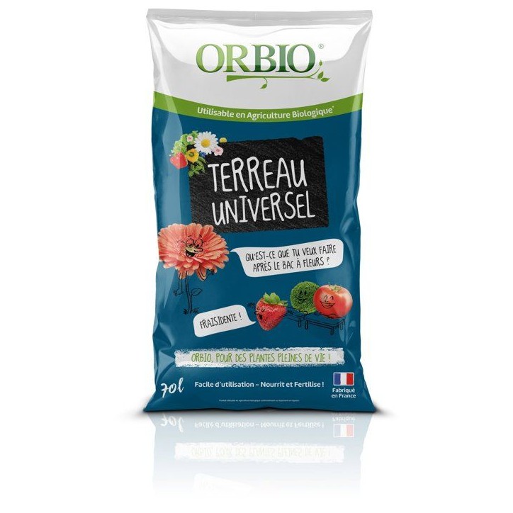 Terreau universel - ORBIO - 70 L - Usage général - Convient a toutes plantations Terreau universel - ORBIO - 70 L - Usage général - Convient a toutes plantations
