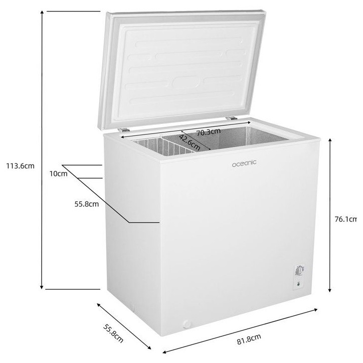 Congélateur coffre - CONTINENTAL EDISON - OCEACC194WD - Classe D - 194 L - 81,8 x 55,8 x 83,5 cm - Blanc Congélateur coffre - CONTINENTAL EDISON - OCEACC194WD - Classe D - 194 L - 81,8 x 55,8 x 83,5 cm - Blanc