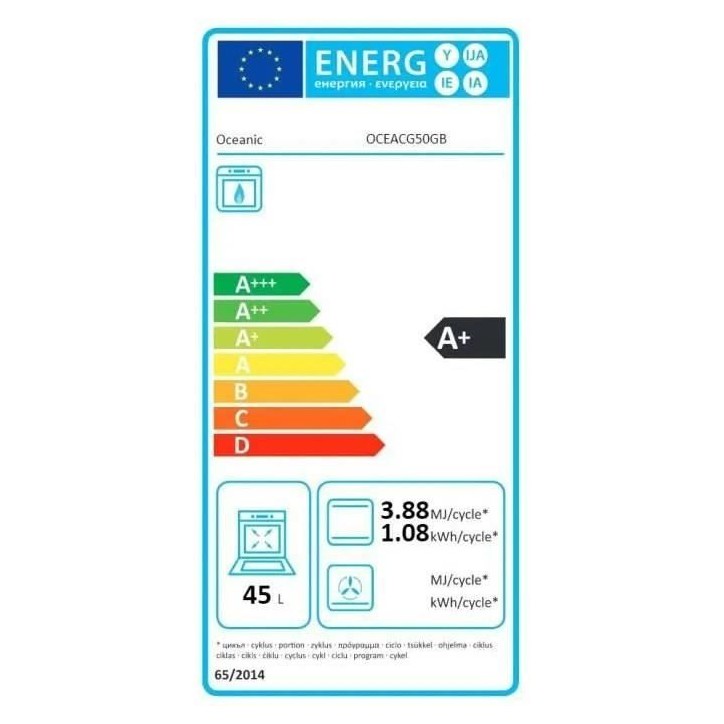 Cuisiniere gaz OCEANIC OCEACG50GB - 4 feux - L49,8 xP61 xH 86 cm - Noir Cuisiniere gaz OCEANIC OCEACG50GB - 4 feux - L49,8 xP61 xH 86 cm - Noir