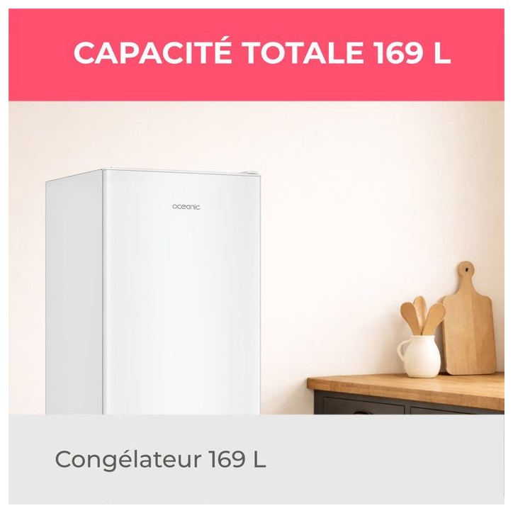 Congélateur armoire - OCEANIC - OCEACUF169WE - 169 L - 5 tiroirs - Low Frost - Classe E - Blanc Congélateur armoire - OCEANIC - OCEACUF169WE - 169 L - 5 tiroirs - Low Frost - Classe E - Blanc