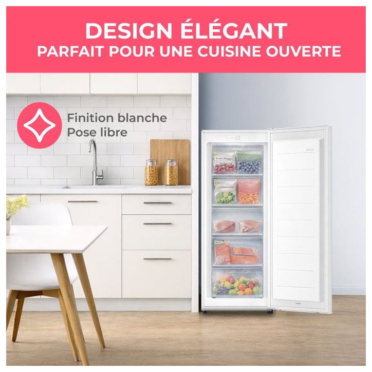 Congélateur armoire - OCEANIC - OCEACUF169WE - 169 L - 5 tiroirs - Low Frost - Classe E - Blanc Congélateur armoire - OCEANIC - OCEACUF169WE - 169 L - 5 tiroirs - Low Frost - Classe E - Blanc