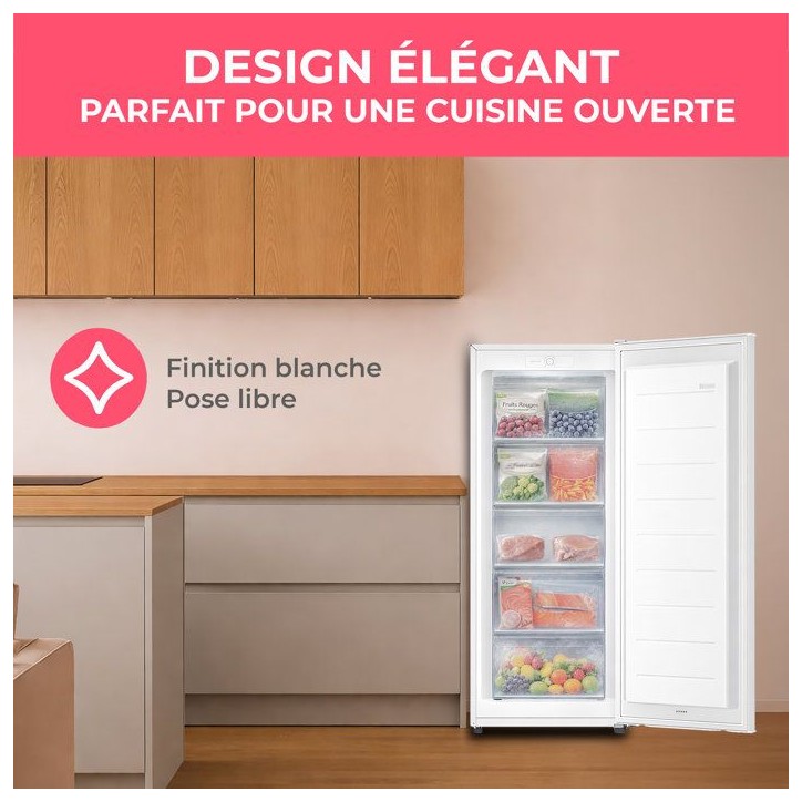 Congélateur armoire - OCEANIC - OCEACUF169WE - 169 L - 5 tiroirs - Low Frost - Classe E - Blanc Congélateur armoire - OCEANIC - OCEACUF169WE - 169 L - 5 tiroirs - Low Frost - Classe E - Blanc
