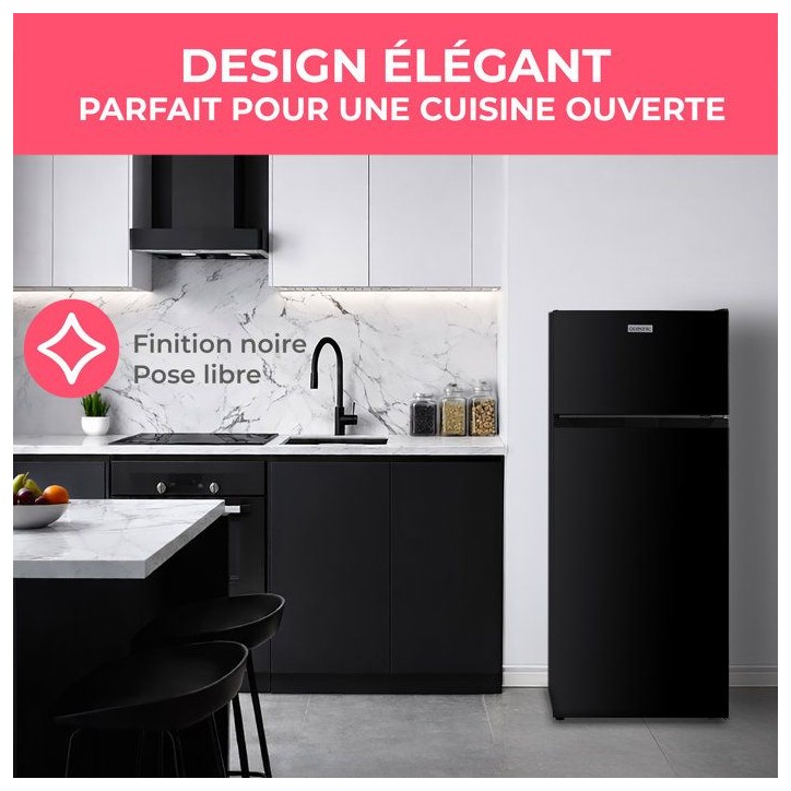Réfrigérateur congélateur haut - OCEANIC - OCEAF2D206B3 - 206 L - Froid statique - Classe E - Noir