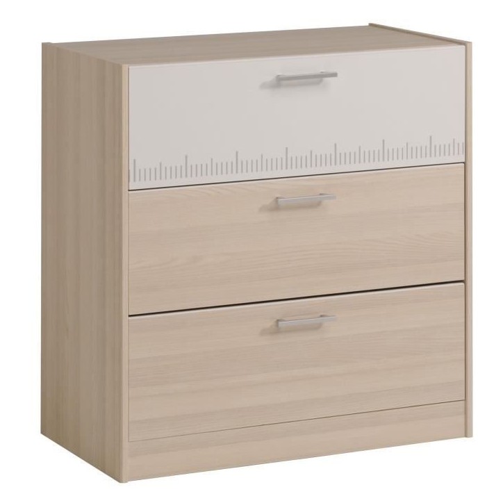 PARISOT Chambre enfant complete - Tete de lit + lit + commode + armoire + bureau - contemporain - Décor acacia clair et blanc -