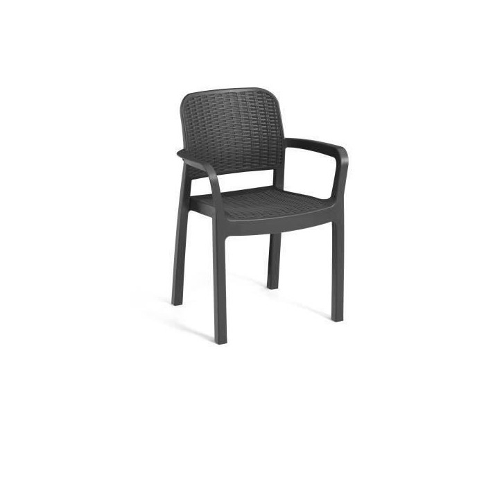 Lot de 6 fauteuils de jardin - Allibert by KETER - BELLA - En résine - Coloris : gris graphite - Empilable Lot de 6 fauteuils de jardin - Allibert by KETER - BELLA - En résine - Coloris : gris graphite - Empilable