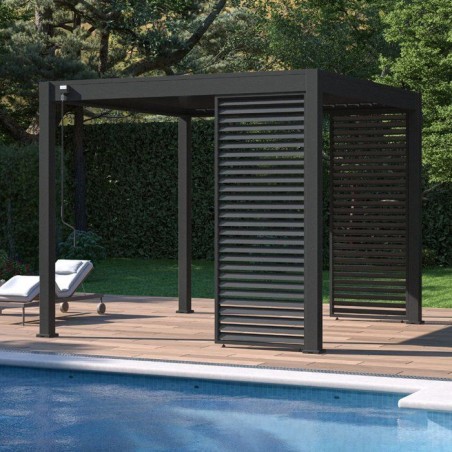 Panneau brise-vue - OMBREA - Ventelles horizontales - 1 m - Aluminium - Anthracite