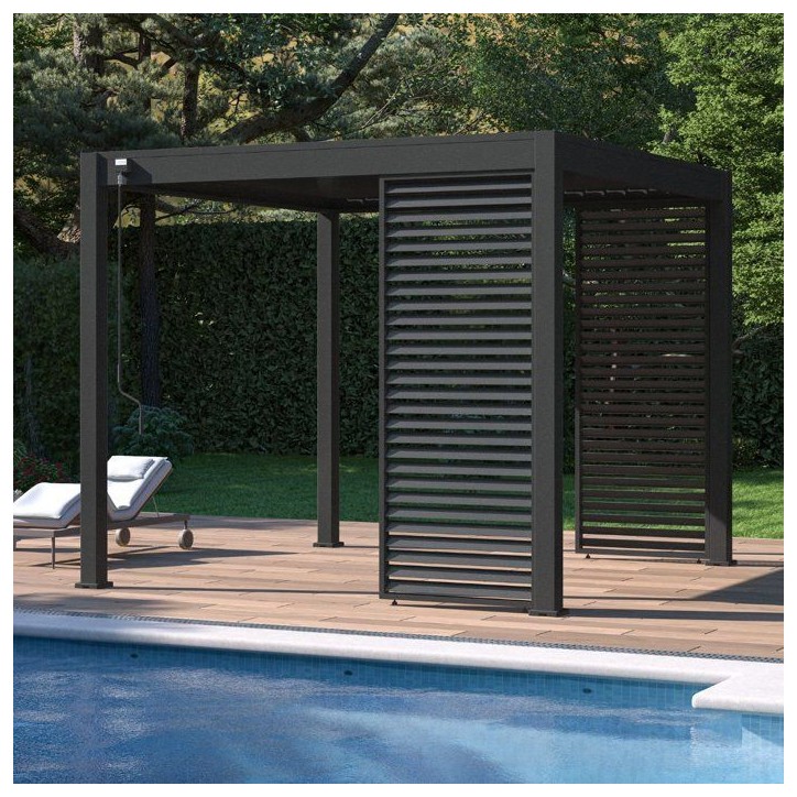 Panneau brise-vue - OMBREA - Ventelles horizontales - 1 m - Aluminium - Anthracite Panneau brise-vue - OMBREA - Ventelles horizontales - 1 m - Aluminium - Anthracite