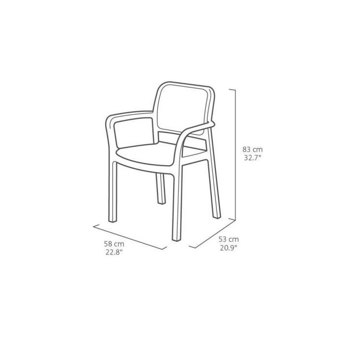 Lot de 6 fauteuils de jardin - Allibert by KETER - BELLA - En résine - Coloris : gris graphite - Empilable Lot de 6 fauteuils de jardin - Allibert by KETER - BELLA - En résine - Coloris : gris graphite - Empilable
