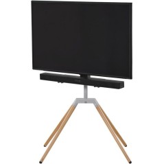 Quadpod TV Stand - ONE FOR ALL - Finition bois clair et métal - Orientable a 360° - Pour TV 32'' a 75'' - 35kg max
