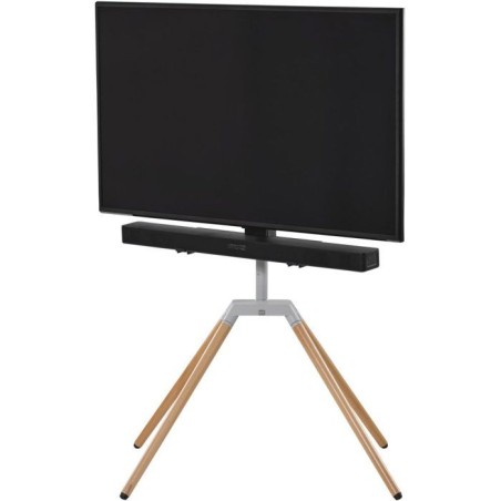 Quadpod TV Stand - ONE FOR ALL - Finition bois clair et métal - Orientable a 360° - Pour TV 32'' a 75'' - 35kg max