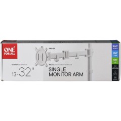 Support moniteur Smart - ONE FOR ALL - Vesa 100 - Simple Bras - 13 et 32'' - 8kgs max - Hauteur réglable - Blanc