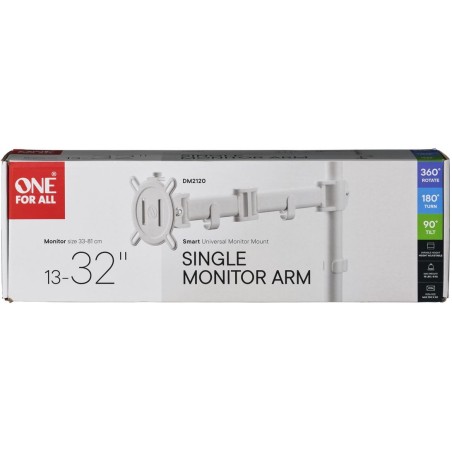 Support moniteur Smart - ONE FOR ALL - Vesa 100 - Simple Bras - 13 et 32'' - 8kgs max - Hauteur réglable - Blanc