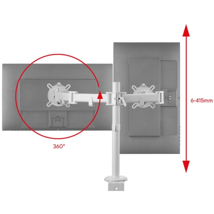 Support moniteur Smart - ONE FOR ALL - Vesa 100 - Double Bras - 13 et 32'' - 8kgs max - Hauteur réglable - Blanc