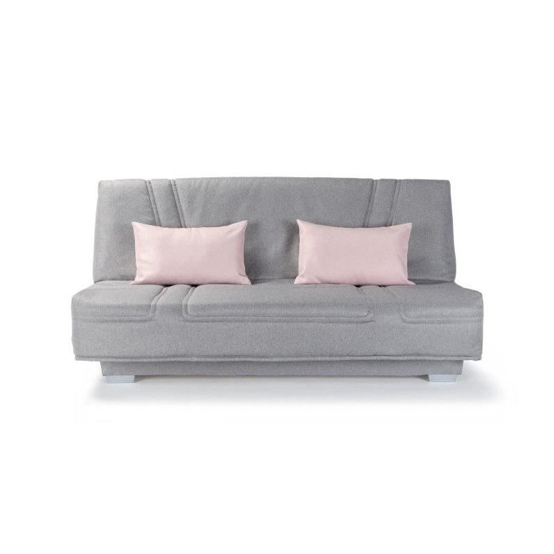 COMFORT BULTEX Banquette clic clac - Tissu Gris + Coussins déco rose COMFORT BULTEX Banquette clic clac - Tissu Gris + Coussins déco rose