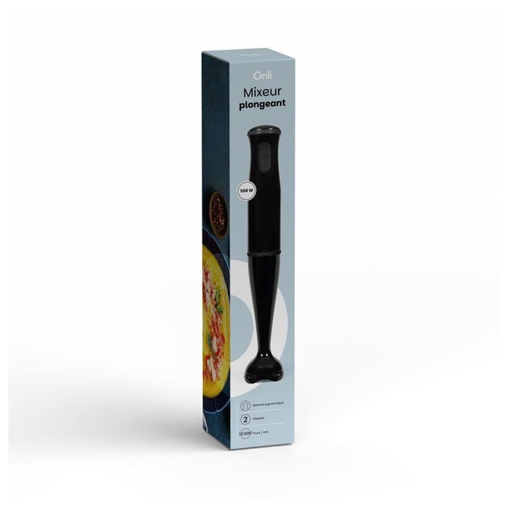 Mixeur plongeant - ONLI - ON1018N - 500 W - 2 lames en acier inoxydable - 2 vitesses - Noir Mixeur plongeant - ONLI - ON1018N - 500 W - 2 lames en acier inoxydable - 2 vitesses - Noir