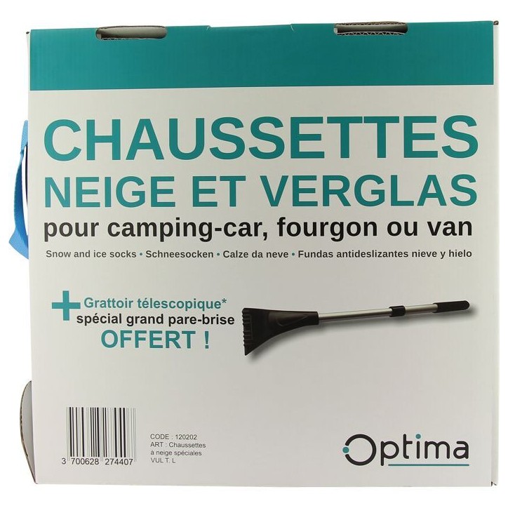 Chaussettes a neige - OPTIMA - Taille L - Polyéthylene haute résistance - Homologuées B26 - Compatibles camping-cars