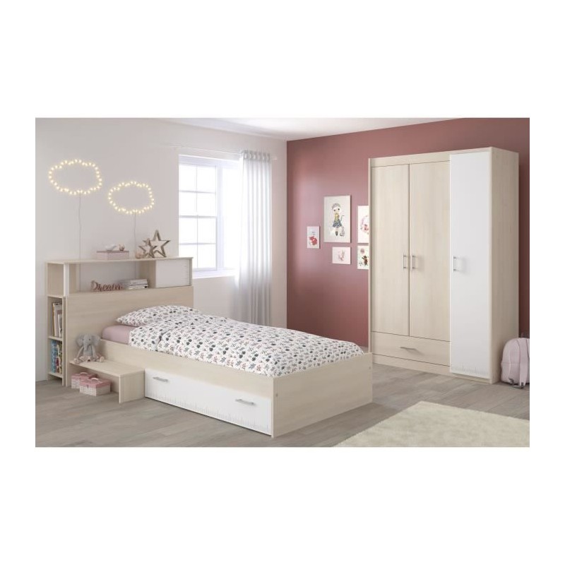 PARISOT Chambre enfant complete - Tete de lit + lit + armoire - Style