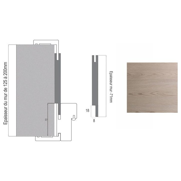 Bloc porte avec huisserie réversible et ajustable - OPTIMUM - Premium - Noisette - H 204 x Ep 4,4 x L 73 cm Bloc porte avec huisserie réversible et ajustable - OPTIMUM - Premium - Noisette - H 204 x Ep 4,4 x L 73 cm