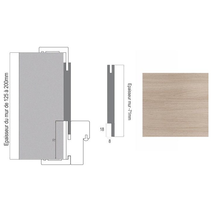 Bloc porte avec huisserie réversible et ajustable - OPTIMUM - Premium - Noisette - H 204 x Ep 4,4 x L 83 cm Bloc porte avec huisserie réversible et ajustable - OPTIMUM - Premium - Noisette - H 204 x Ep 4,4 x L 83 cm