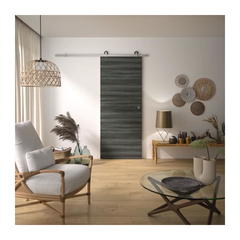 Kit Porte Coulissante - OPTIMUM - MILANO2 + BD ALU GR - H 204 x 83 x 3