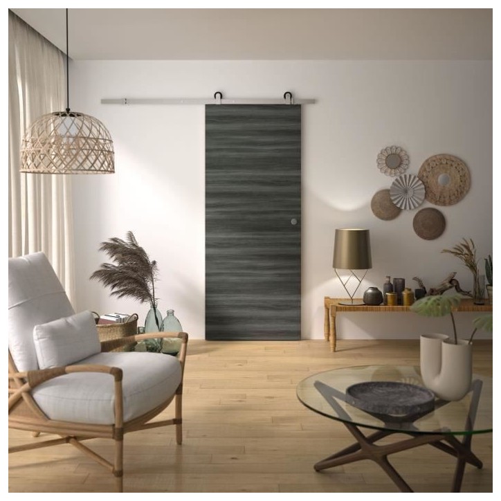 Kit Porte Coulissante - OPTIMUM - MILANO2 + BD ALU GR - H 204 x 83 x 3,6 cm, Aluminium, Installation facile Kit Porte Coulissante - OPTIMUM - MILANO2 + BD ALU GR - H 204 x 83 x 3,6 cm, Aluminium, Installation facile