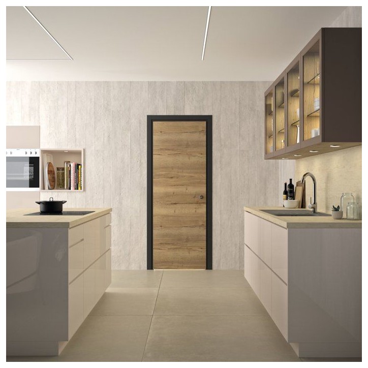 Bloc porte isotherme avec huisserie - OPTIMUM - Premium - Chene authentique - Poussant droit et ajustable - H 204 x Ep 4,4 x L 8 Bloc porte isotherme avec huisserie - OPTIMUM - Premium - Chene authentique - Poussant droit et ajustable - H 204 x Ep 4,4 x L 8