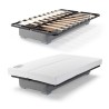 COMFORT BULTEX Banquette clic clac - Tissu Gris + Coussins déco rose