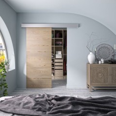 Porte coulissante - Noisette - H 204 x Ep 3,8 x L 93 cm - Non percée