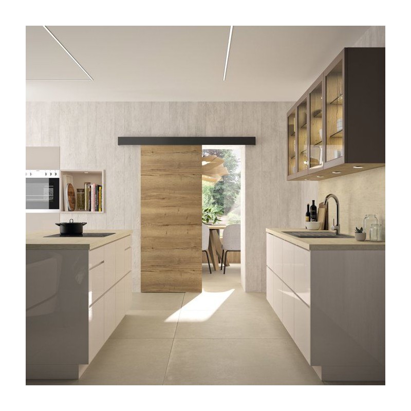 Porte coulissante - Chene authentique - H 204 x Ep 3,8 x L 73 cm - Non