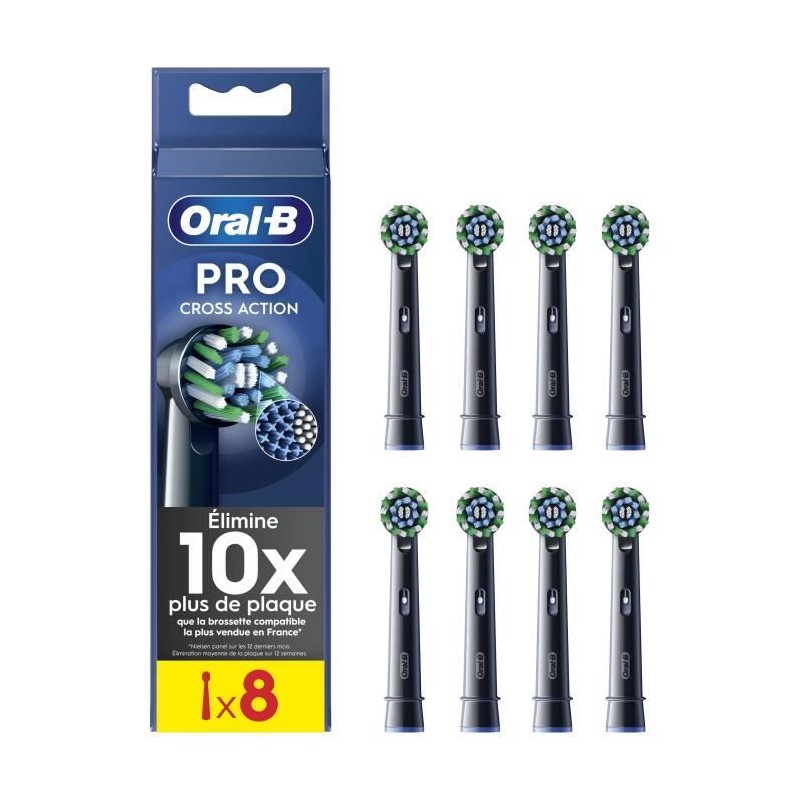 Brossettes - ORAL-B - CROSS ACTION PRO - Pack de 8 - Noir