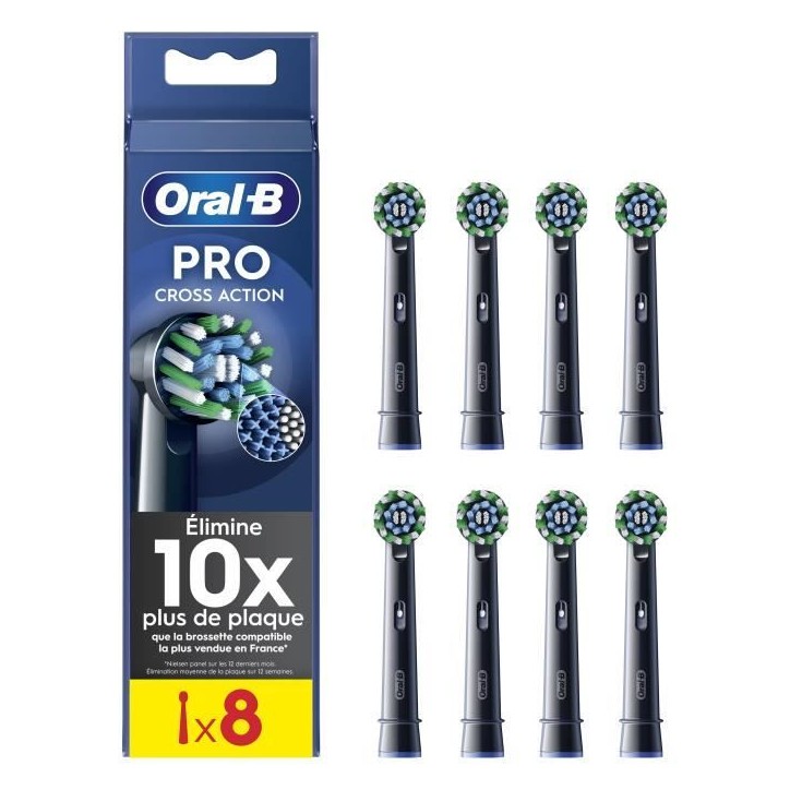 Brossettes - ORAL-B - CROSS ACTION PRO - Pack de 8 - Noir Brossettes - ORAL-B - CROSS ACTION PRO - Pack de 8 - Noir