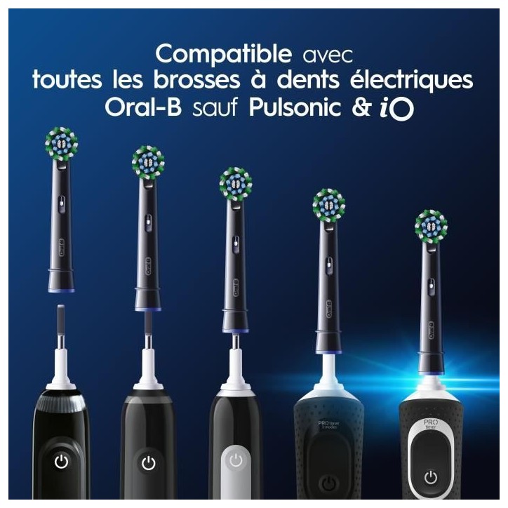 Brossettes - ORAL-B - CROSS ACTION PRO - Pack de 8 - Noir Brossettes - ORAL-B - CROSS ACTION PRO - Pack de 8 - Noir