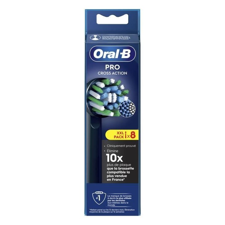 Brossettes - ORAL-B - CROSS ACTION PRO - Pack de 8 - Noir Brossettes - ORAL-B - CROSS ACTION PRO - Pack de 8 - Noir