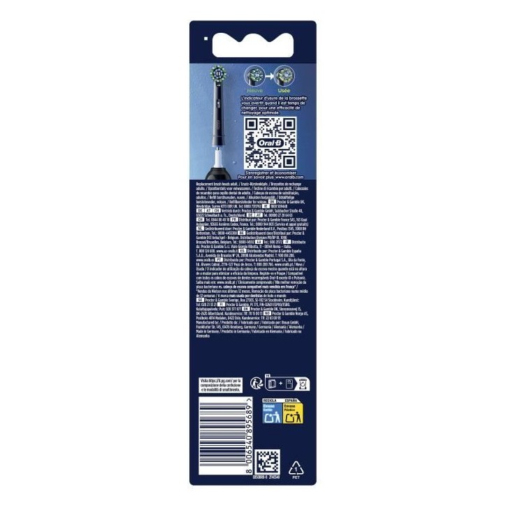Brossettes - ORAL-B - CROSS ACTION PRO - Pack de 8 - Noir Brossettes - ORAL-B - CROSS ACTION PRO - Pack de 8 - Noir