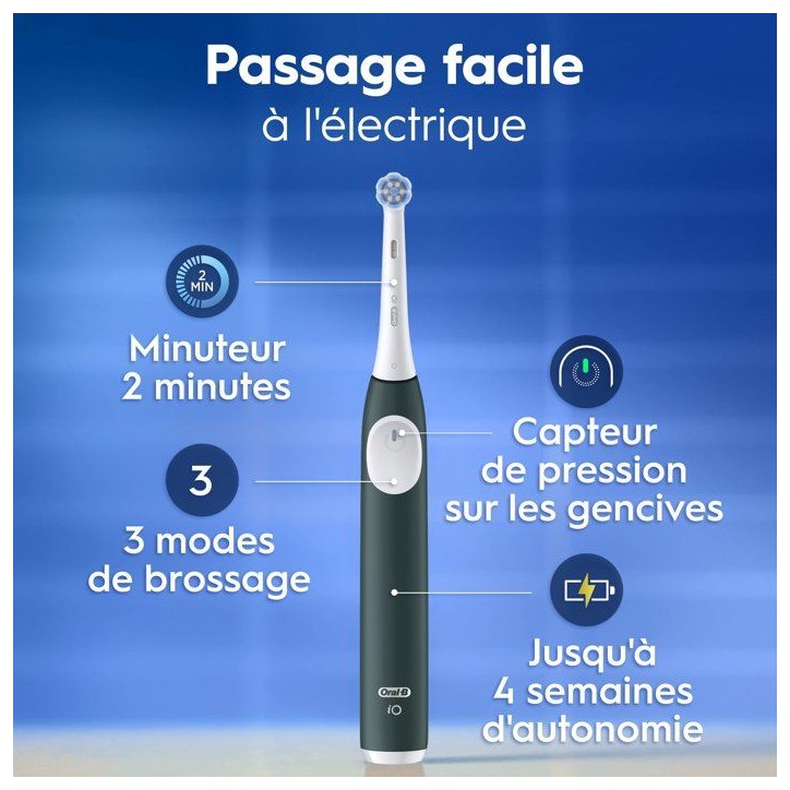 Brosse a dents électrique - ORAL-B - iO2 - licence Tour de France - noir - micro-vibrations - batterie rechargeable Brosse a dents électrique - ORAL-B - iO2 - licence Tour de France - noir - micro-vibrations - batterie rechargeable