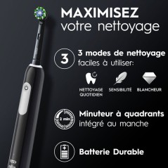 Brosse a dents électrique - ORAL-B - Pro 1 - Noir - Oscillo-rotatif -