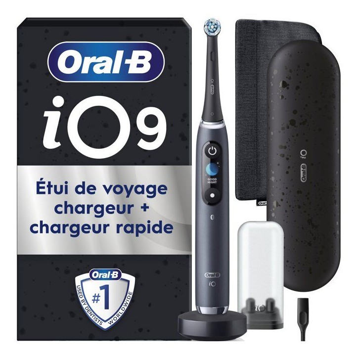 Brosse a dents électrique - ORAL-B - iO9 Series Noir Onyx - Micro-vibrations - Rechargeable + 2 Brossettes Brosse a dents électrique - ORAL-B - iO9 Series Noir Onyx - Micro-vibrations - Rechargeable + 2 Brossettes