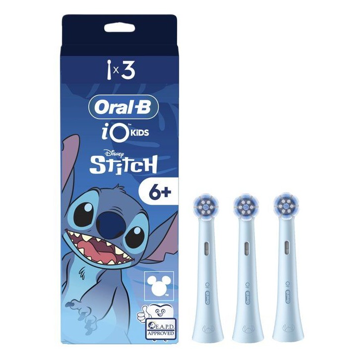Pack de 3 brossettes Stitch - ORAL-B - iO Kids6+ - Pour enfant - Extra doux - Pour iO2 Kids - Disney - Des 6 ans Pack de 3 brossettes Stitch - ORAL-B - iO Kids6+ - Pour enfant - Extra doux - Pour iO2 Kids - Disney - Des 6 ans