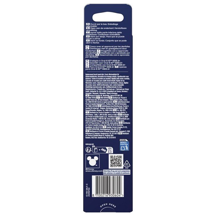 Pack de 3 brossettes Stitch - ORAL-B - iO Kids6+ - Pour enfant - Extra doux - Pour iO2 Kids - Disney - Des 6 ans Pack de 3 brossettes Stitch - ORAL-B - iO Kids6+ - Pour enfant - Extra doux - Pour iO2 Kids - Disney - Des 6 ans