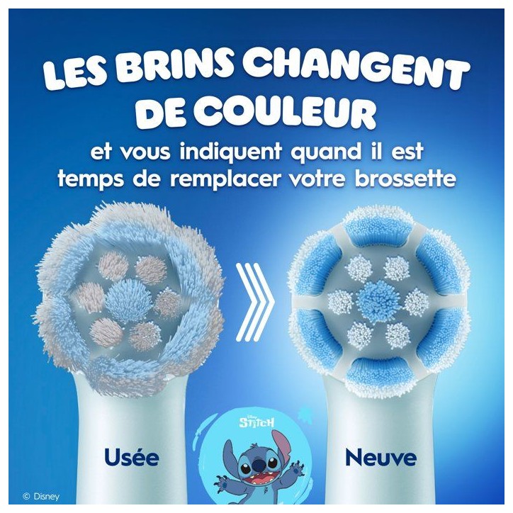 Pack de 3 brossettes Stitch - ORAL-B - iO Kids6+ - Pour enfant - Extra doux - Pour iO2 Kids - Disney - Des 6 ans Pack de 3 brossettes Stitch - ORAL-B - iO Kids6+ - Pour enfant - Extra doux - Pour iO2 Kids - Disney - Des 6 ans