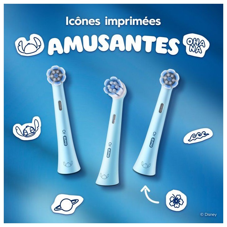 Pack de 3 brossettes Stitch - ORAL-B - iO Kids6+ - Pour enfant - Extra doux - Pour iO2 Kids - Disney - Des 6 ans Pack de 3 brossettes Stitch - ORAL-B - iO Kids6+ - Pour enfant - Extra doux - Pour iO2 Kids - Disney - Des 6 ans