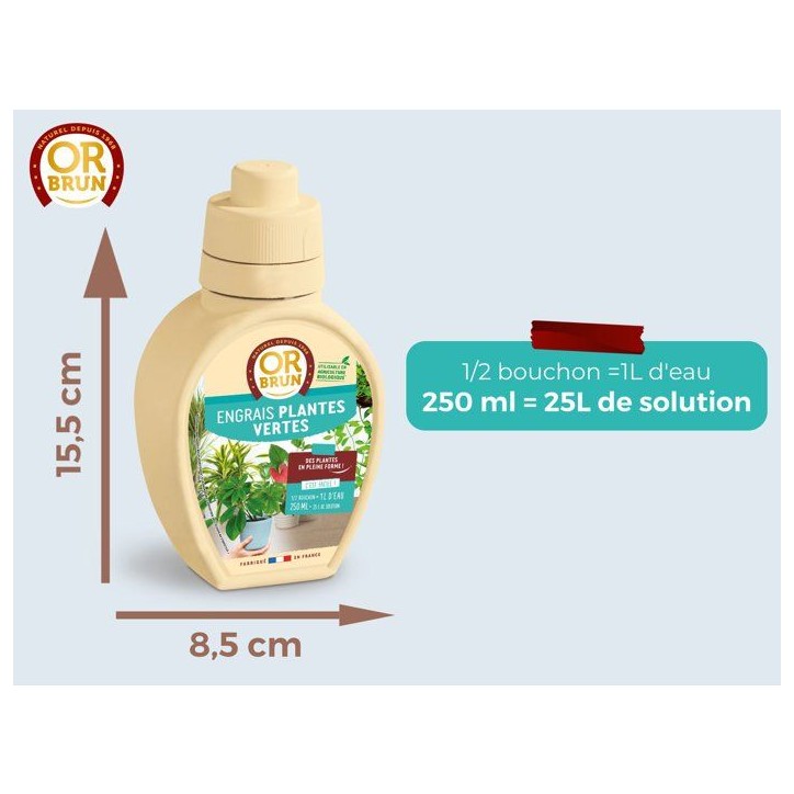Engrais plantes vertes - OR BRUN - OBRECLPLINTER250 - 250 ml - Favorise la croissance - Fabriqué en France Engrais plantes vertes - OR BRUN - OBRECLPLINTER250 - 250 ml - Favorise la croissance - Fabriqué en France