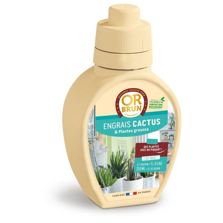 Engrais cactus & plantes grasses - OR BRUN - 250 ml - Enrichit les plantes - Fabriqué en France - OBRECLCACTUS250 Engrais cactus & plantes grasses - OR BRUN - 250 ml - Enrichit les plantes - Fabriqué en France - OBRECLCACTUS250