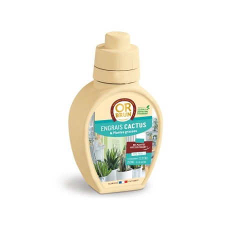 Engrais cactus & plantes grasses - OR BRUN - 250 ml - Enrichit les plantes - Fabriqué en France - OBRECLCACTUS250