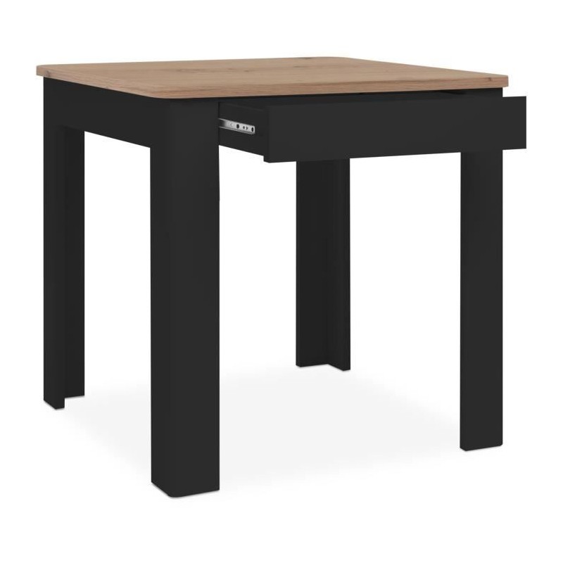Table OSLO - Rectangulaire - 4 personnes - 80 x 77 x 80 cm - Noir / Ch