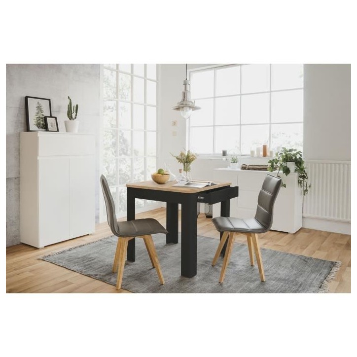 Table OSLO - Rectangulaire - 4 personnes - 80 x 77 x 80 cm - Noir / Chene artisan Table OSLO - Rectangulaire - 4 personnes - 80 x 77 x 80 cm - Noir / Chene artisan