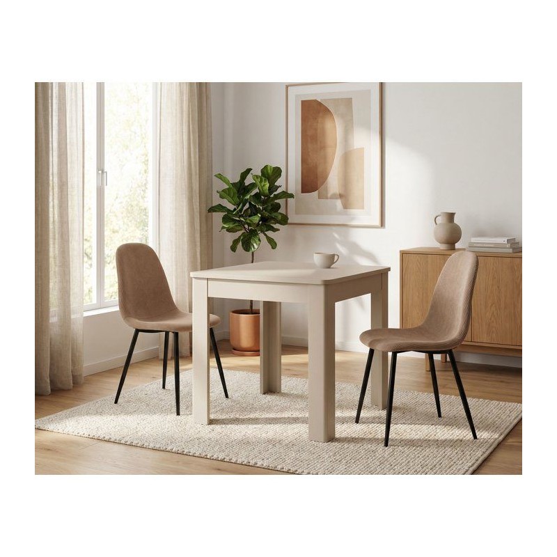 Table a Manger OSLO - Beige - Carré - 4 personnes - 80 x 80 x 77 cm