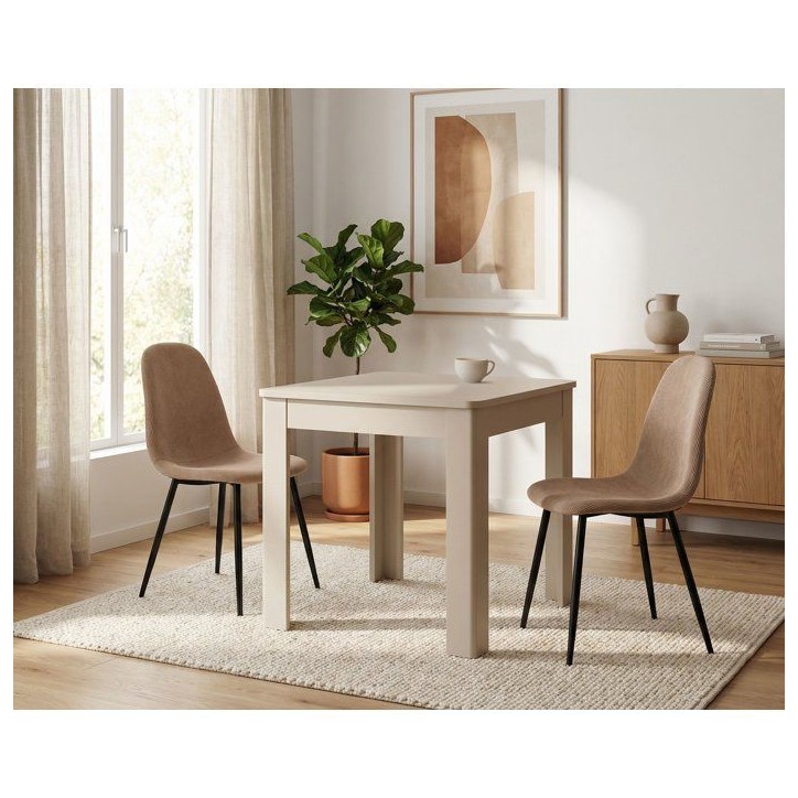 Table a Manger OSLO - Beige - Carré - 4 personnes - 80 x 80 x 77 cm