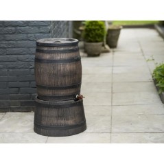 Pied pour récupérateur d'eau en forme de barrique - NATURE - 50 litres - PE rotomoulé brun